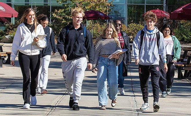 Students walking on quad