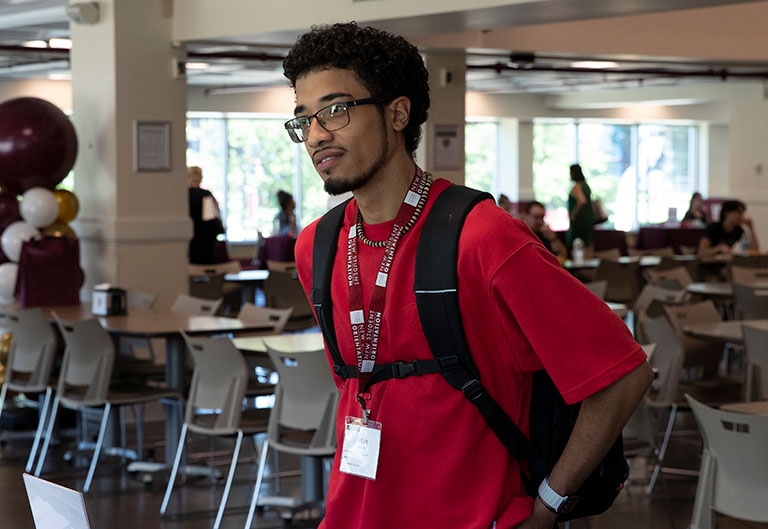 Student at transfer student orientation