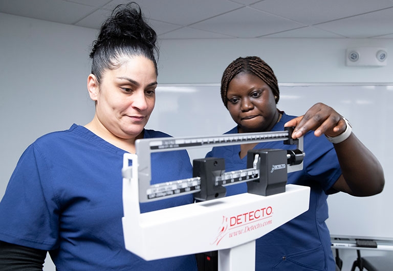 Students in medical assistant training