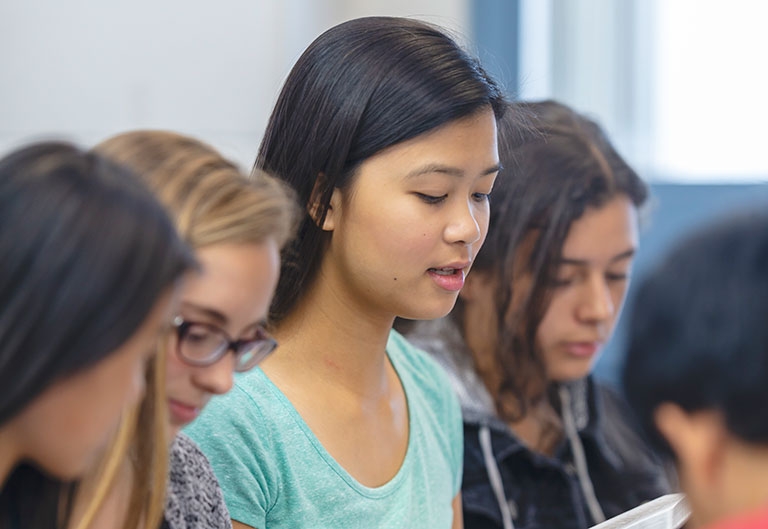 High school students reading/working