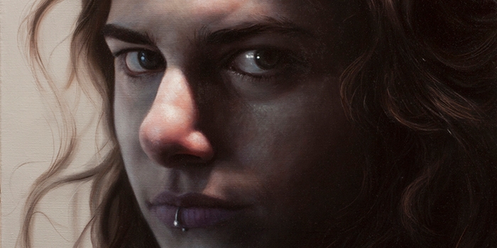 "Girl with the Silver Lip Ring," oil on linen, 30" x 40", by Nick Gebhart '13