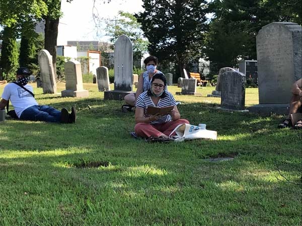 Writing in cemetery