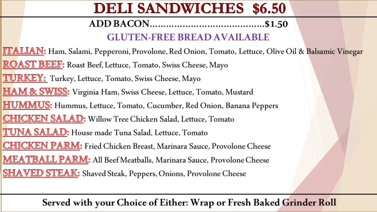 Donovan Dining Center Deli Sandwiches