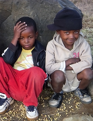 Orphaned children in Lesotho, Africa