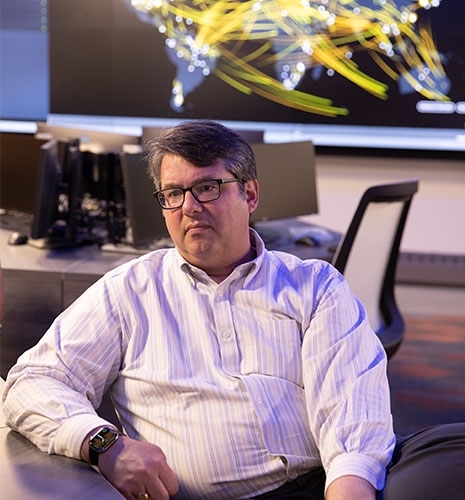 Douglas Alexander in Cyber Range classroom