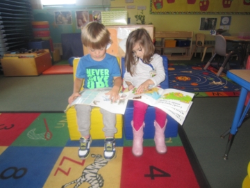 Preschool students reading