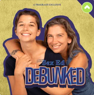 Mother and daughter hosts Shannon and Christine Curely on the cover image for their "Sex Ed Debunked" podcast