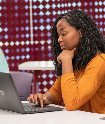 Student working on laptop