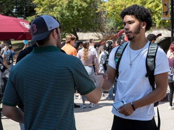Students meeting at the student activities fair
