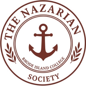 The Nazarian Society of Rhode Island College seal, with text, anchor, and palms