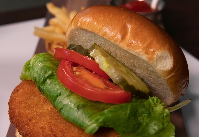 Chicken sandwich from Donovan Dining Center