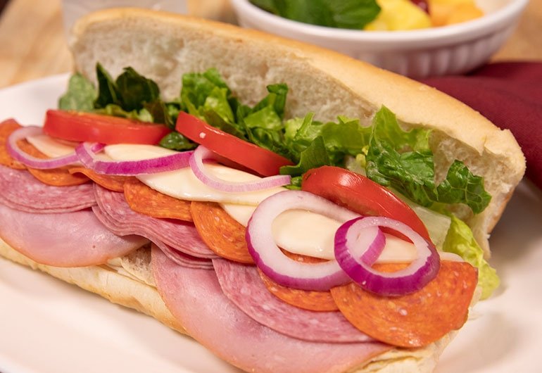 Sandwich with lots of ingredients from Donovan Dining Center