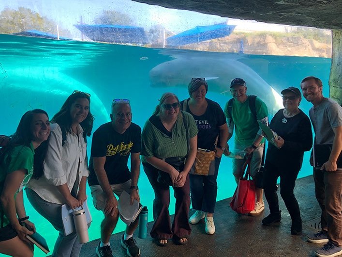 Rhode Island Writing Project event attendees at Mystic acquarium