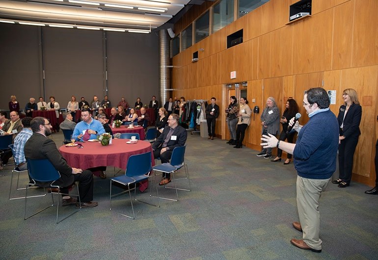 Alger Hall 100 multipurpose room, holding an event