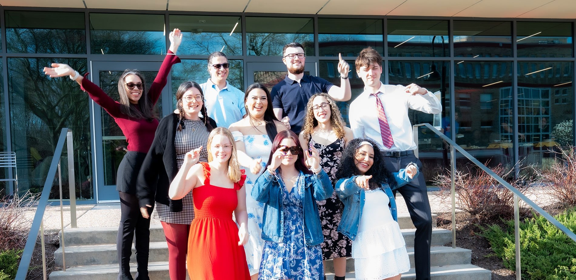 Students from the College Tour episode, celebrating