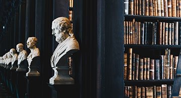 Busts in a library