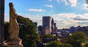 Image of the Providence skyline as seen from Prospect Terrace