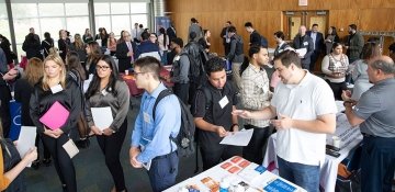 School of business students at a job fair