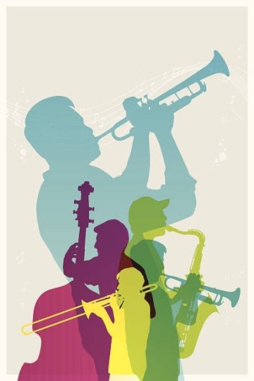 silhouette of jazz band