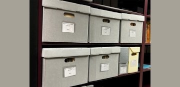 Photo of archive materials in Adams Library