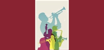 Jazz musicians colorful silhouettes