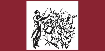 line drawing of orchestra