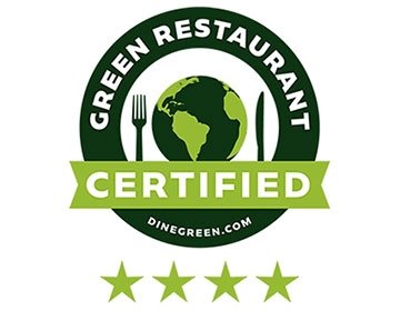 Certified four start green restaurant certification badge from dinegreen.com