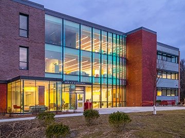 Horace Mann Hall at night