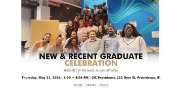 Group shot of Black Alumni network gathered on stairwell
