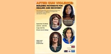 After Gun Violence Panel Discussion Poster with four women presenters