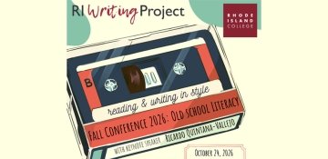 RI Writing Project Fall Conference poster with drawing of cassette tape
