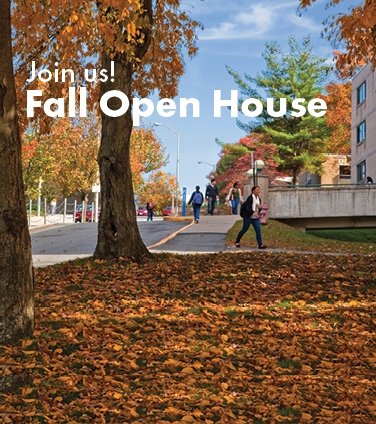 Admissions Fall Open House simplified promotional graphic