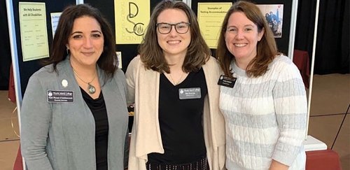 From left Director of Disability Services Keri Rossi-D'entremont '01, MA '03; Coordinator of Disability Services Mia Downes '10 and Assistant Director of Disability Services Karley Batalon