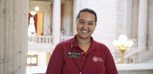 RIC History student Aisha Pierre at RIC State House