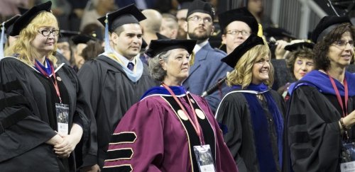 RIC Faculty in regalia at Commencement
