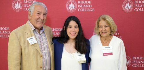 RIC student with donors Anne and Bob DeStefano