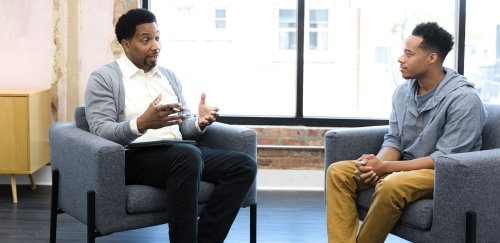 Teacher or advisor seeing across from student, having a conversation