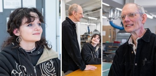Art Professor Fisher, with his daughter (RIC art major) Crickett Fisher