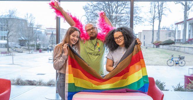 Students with LGBTQ Flag