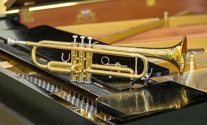 Horn on piano
