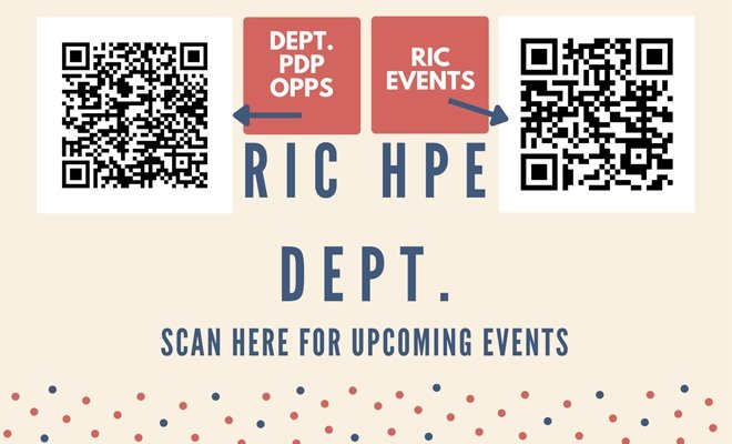 Fall 2023 Health and Physical Education Department and RIC Student event QR codes