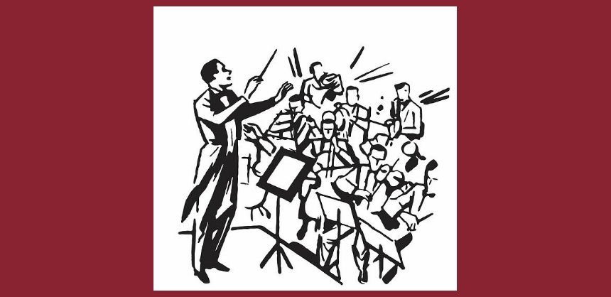 line drawing of orchestra