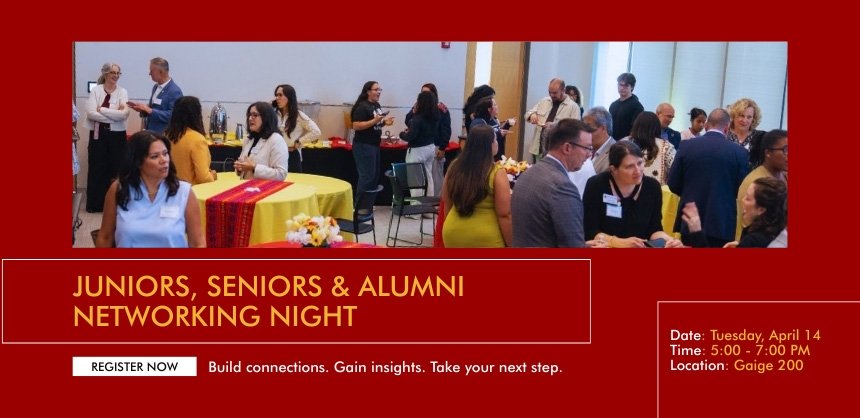 Group of students in networking event with faculty